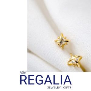 ✨18k Gold Vermeil 
Sterling Silver  Solitaire Austrian Crystal Stud Earrings✨